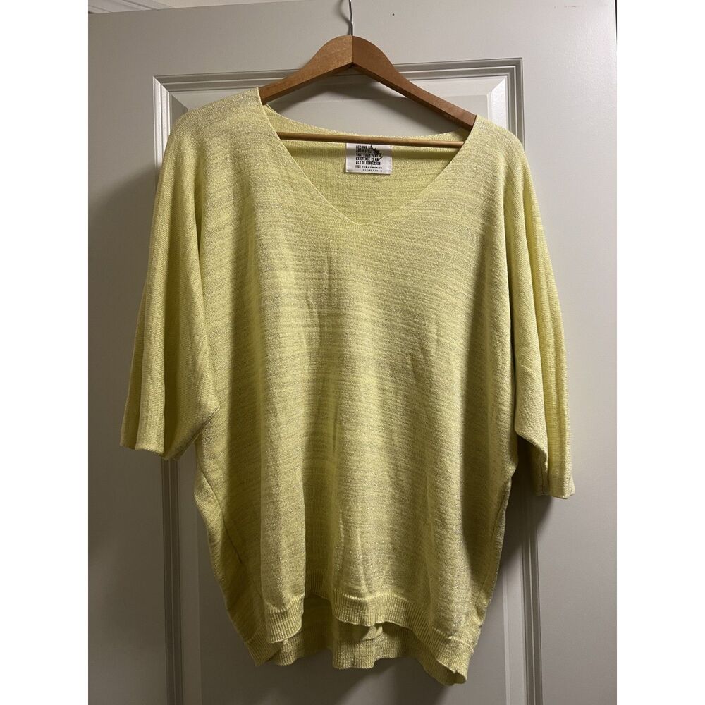 Free For Humanity Paris Sweater Knit Top One Size Yellow Modal Dolman Sleeves